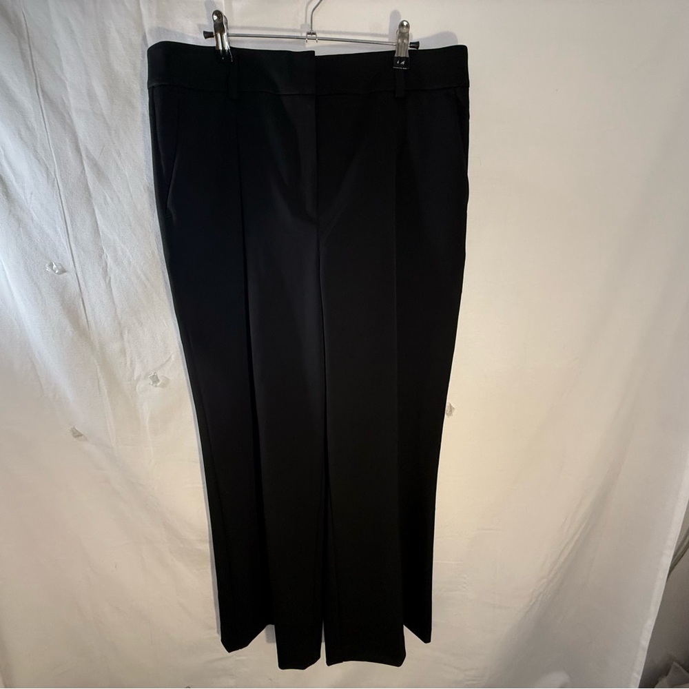 Classic Black Trousers Loft Size 14 Front Pleats Wide Leg Front Zip Pockets‎